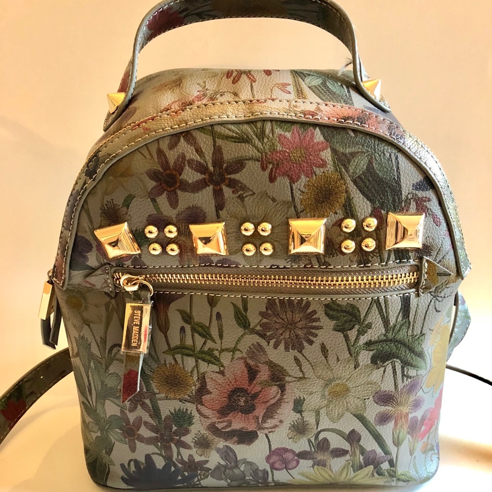 Vegan leather Steven Madden denim blue backpack